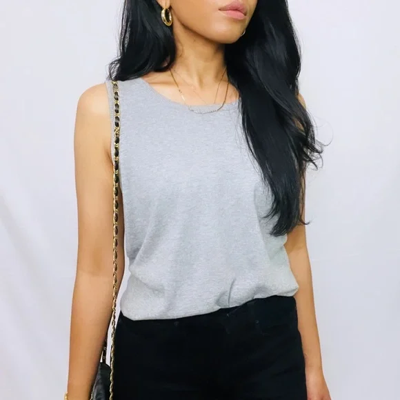 Vintage | Grey Cotton Blend Crew Neck Basic Knit Sweater Vest S - Picture 9 of 9